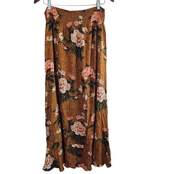 Eesome Maxi Skirt Womens Size Large Brown Pink Floral Whimsygoth Boho Fairy - Picture 2 of 7